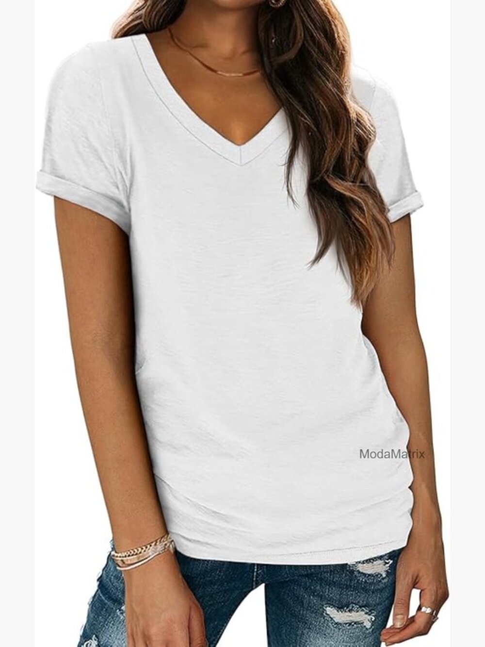 Women's V-Neck Short Sleeve T-Shirt Lightweight Casual Summer Tee